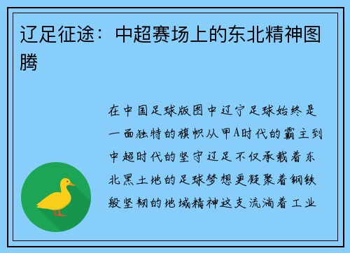 辽足征途：中超赛场上的东北精神图腾